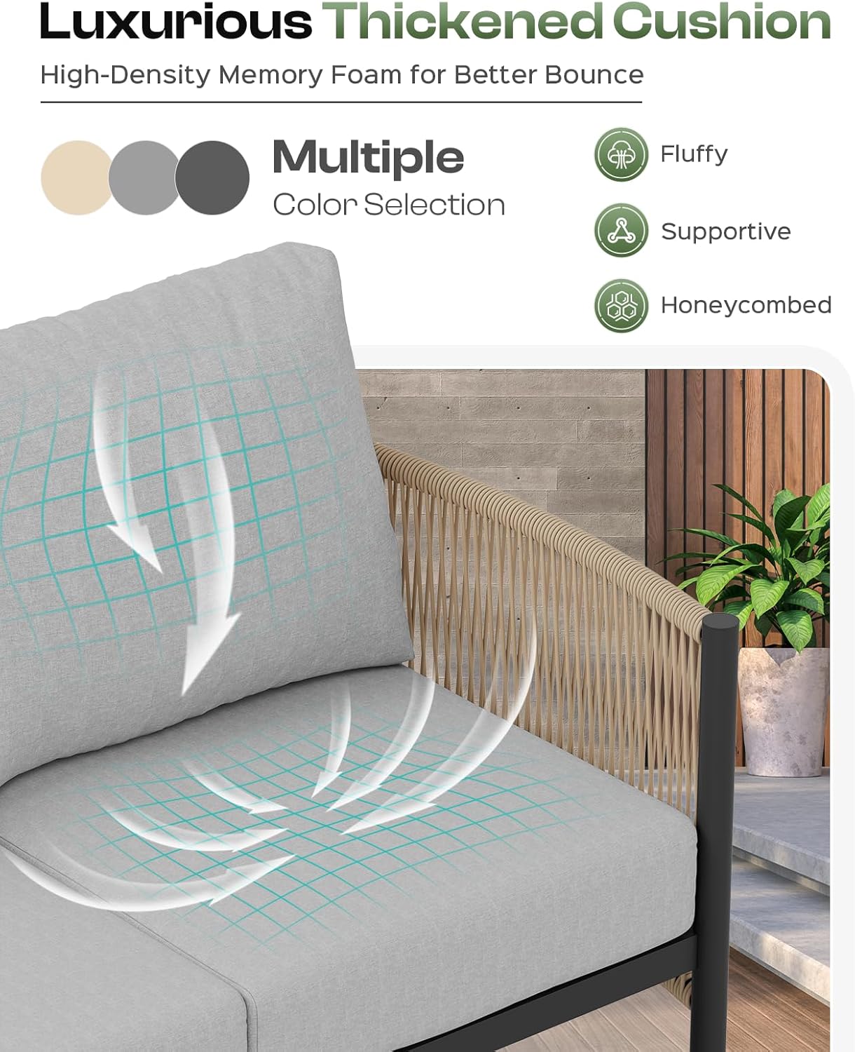 Aluminum Outdoor Patio Furniture Set with Dual-Layer Coffee Table