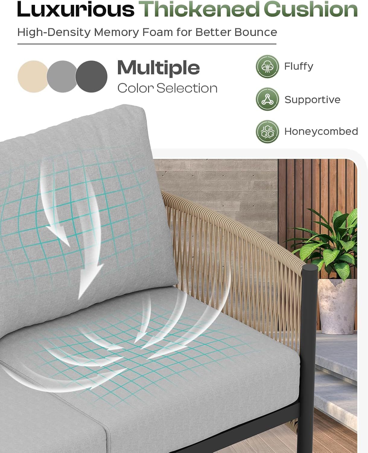 Aluminum Outdoor Patio Furniture Set with Dual-Layer Coffee Table