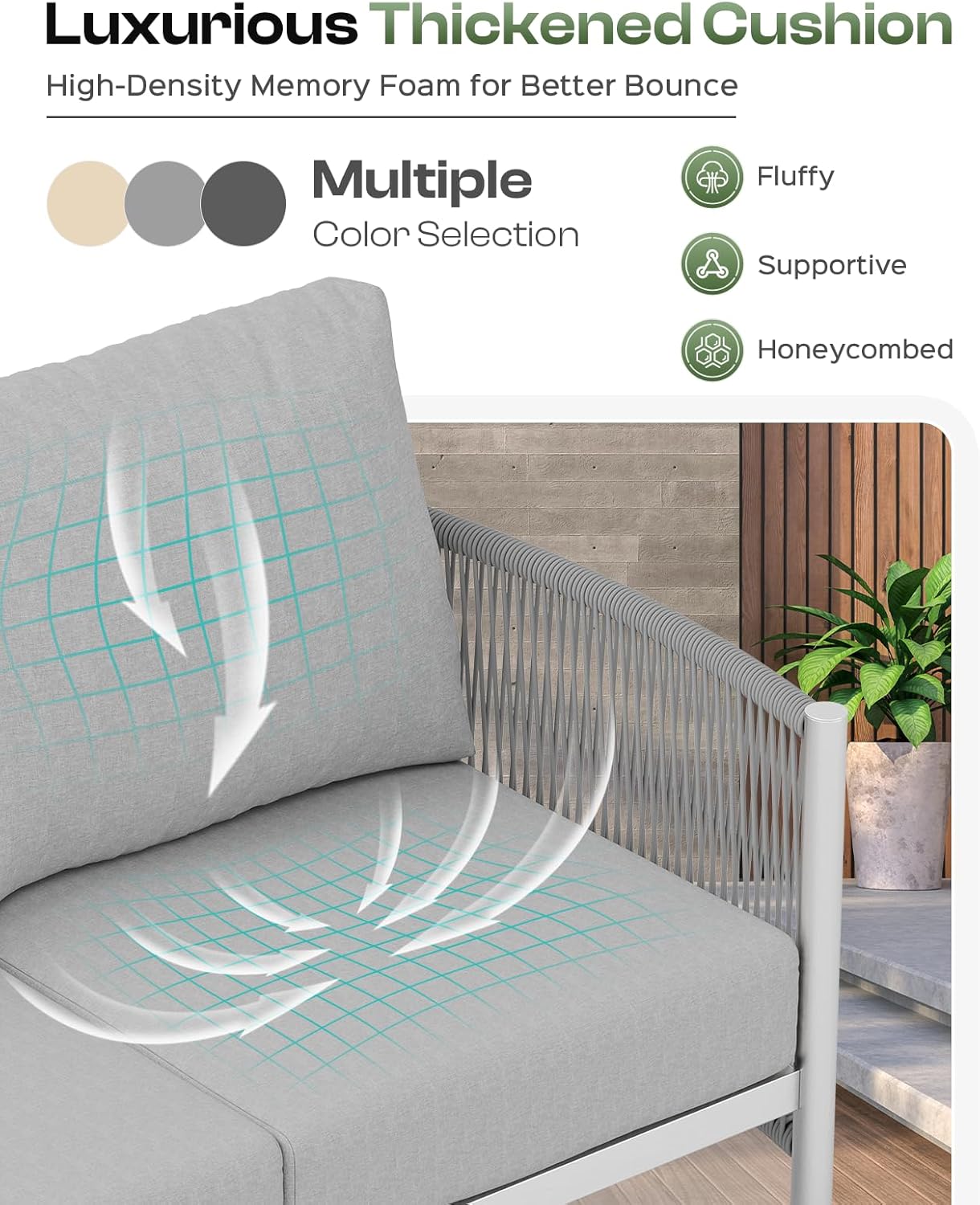 Aluminum Outdoor Patio Furniture Set with Dual-Layer Coffee Table