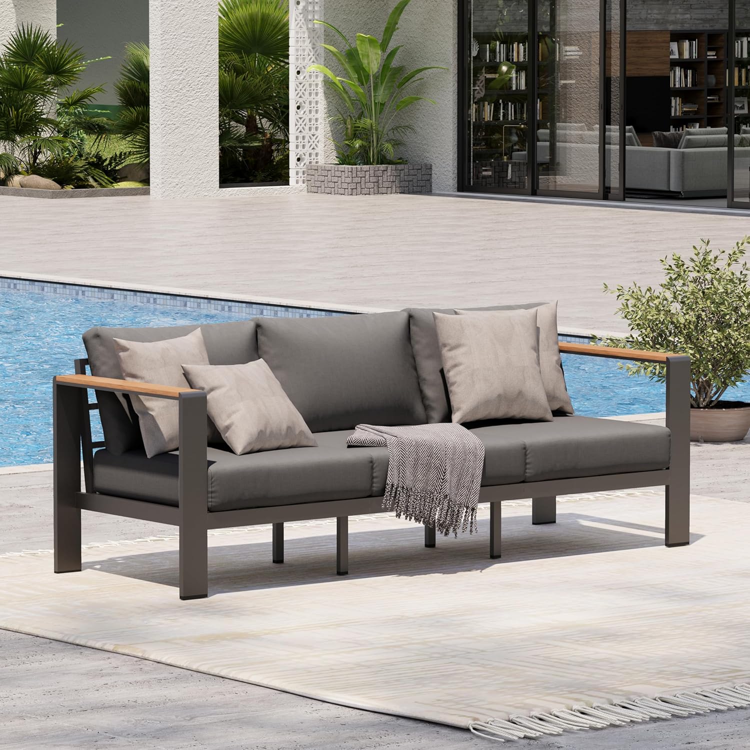 3 Seats All-Weather Outdoor Patio Sofa 