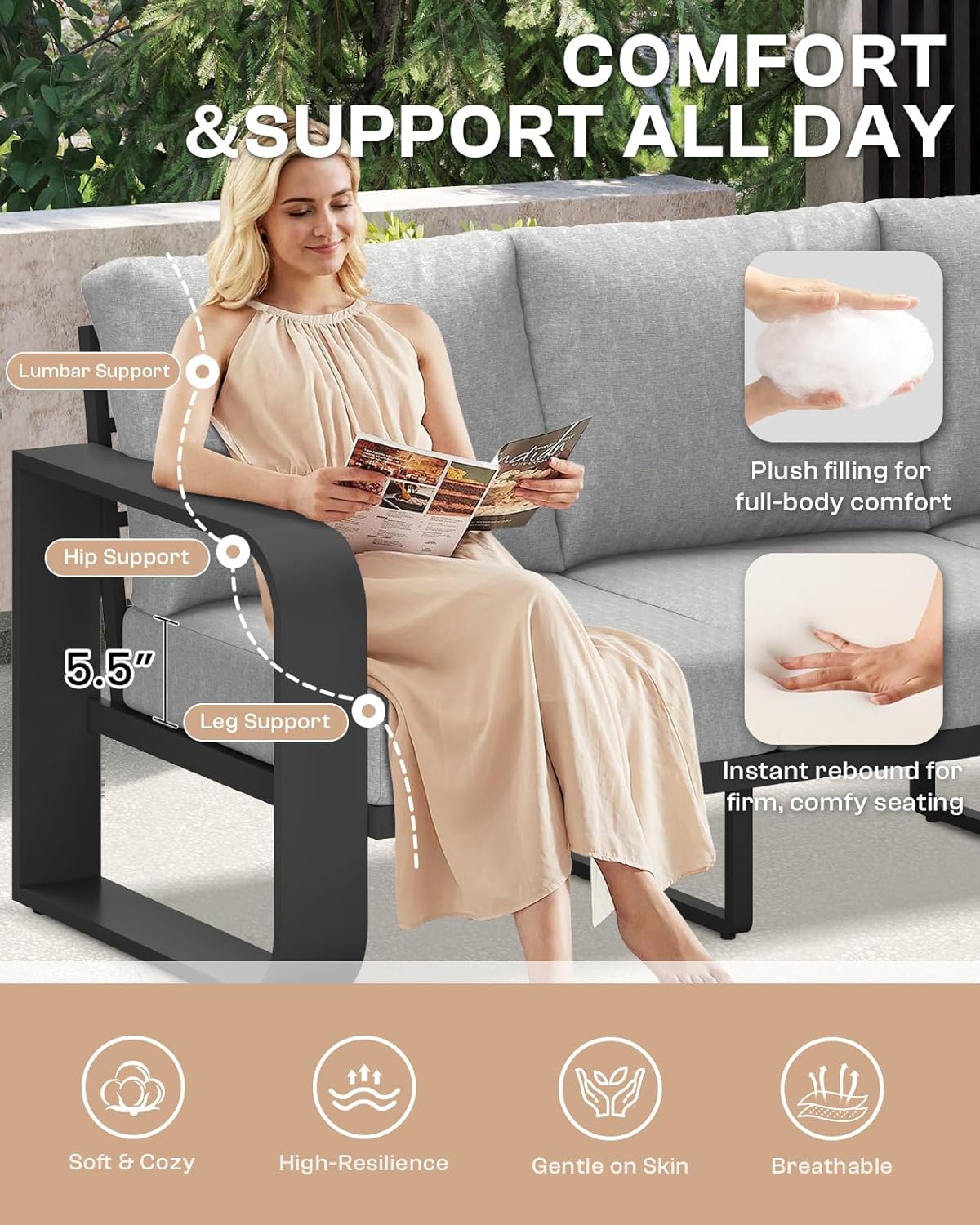 Aluminum Outdoor Patio Couch Loveseat