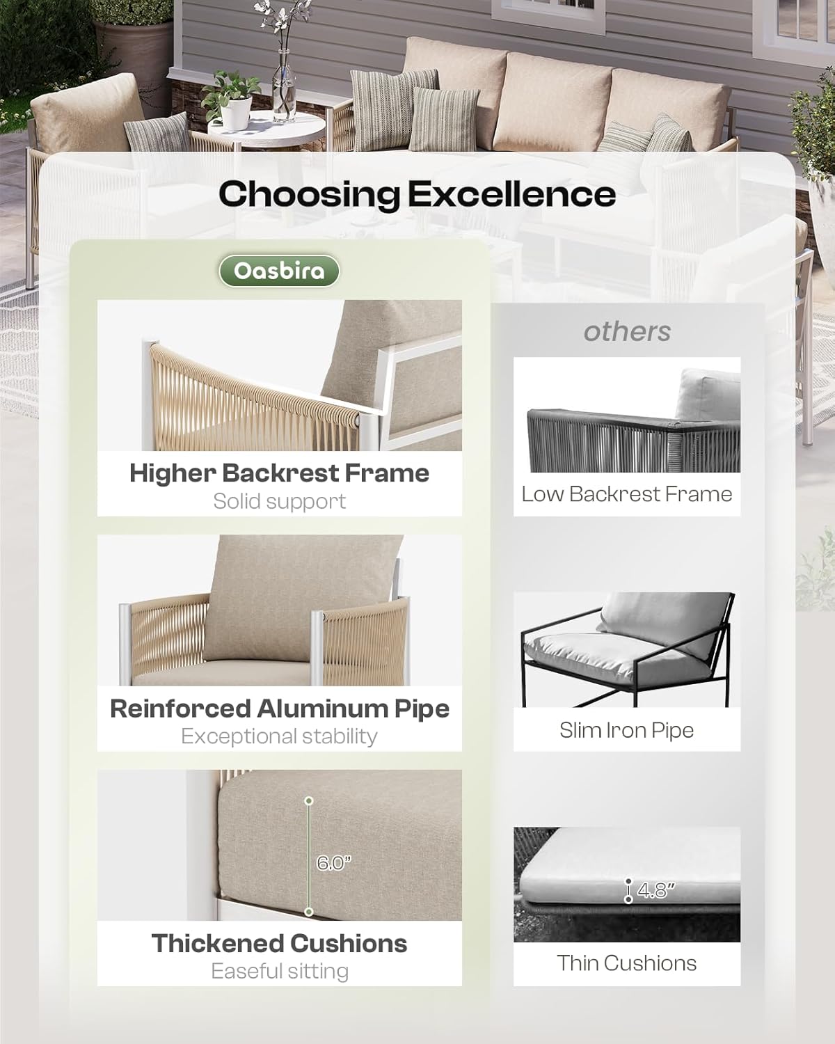 Aluminum Outdoor Patio Furniture Set with Dual-Layer Coffee Table