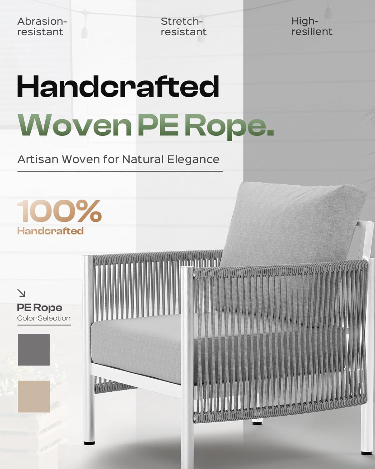 Aluminum Outdoor Patio Furniture Set with Dual-Layer Coffee Table