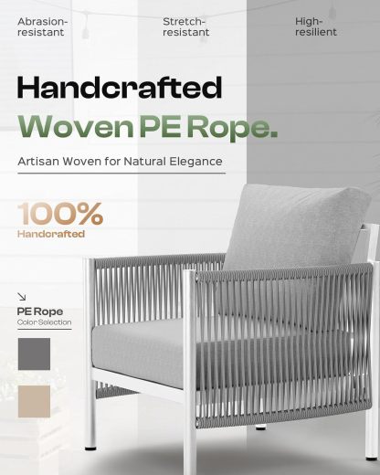 Aluminum Outdoor Patio Furniture Set with Dual-Layer Coffee Table