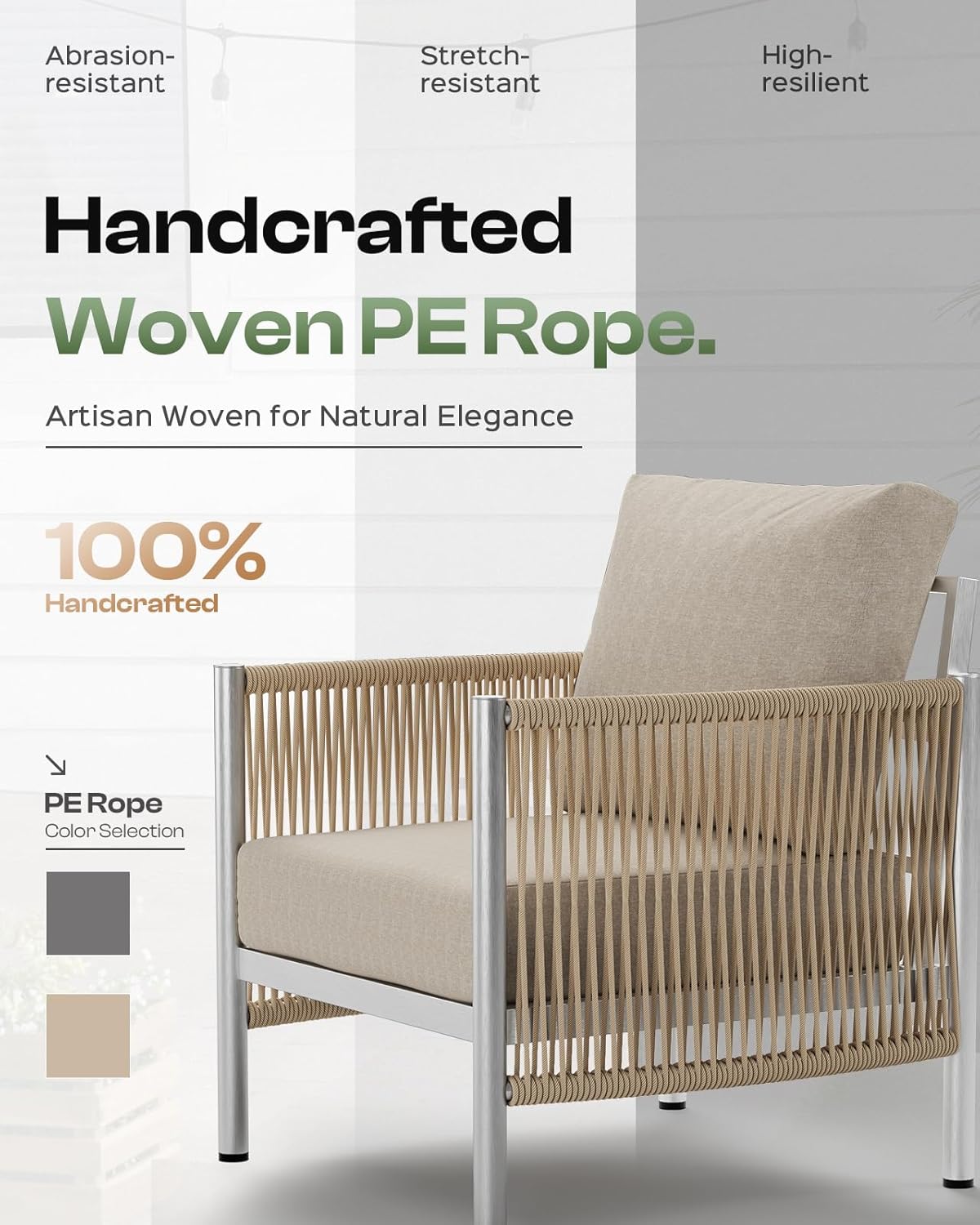 Aluminum Outdoor Patio Furniture Set with Dual-Layer Coffee Table