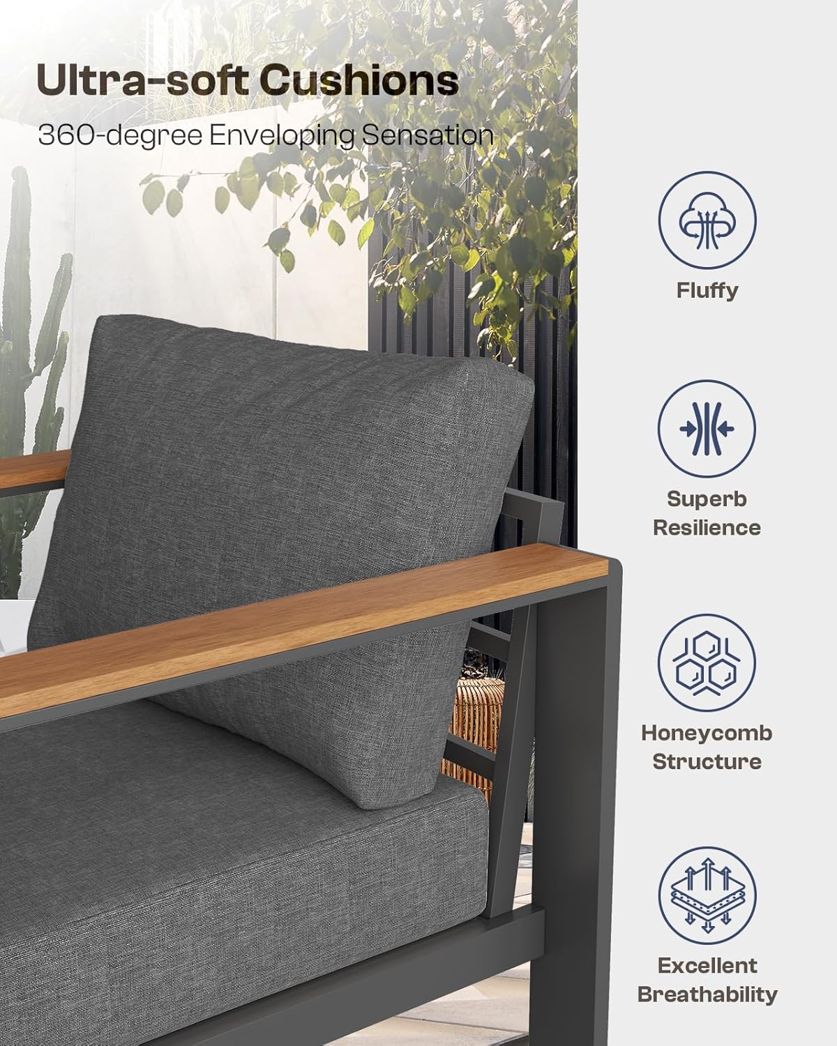 3 Seats All-Weather Outdoor Patio Sofa 