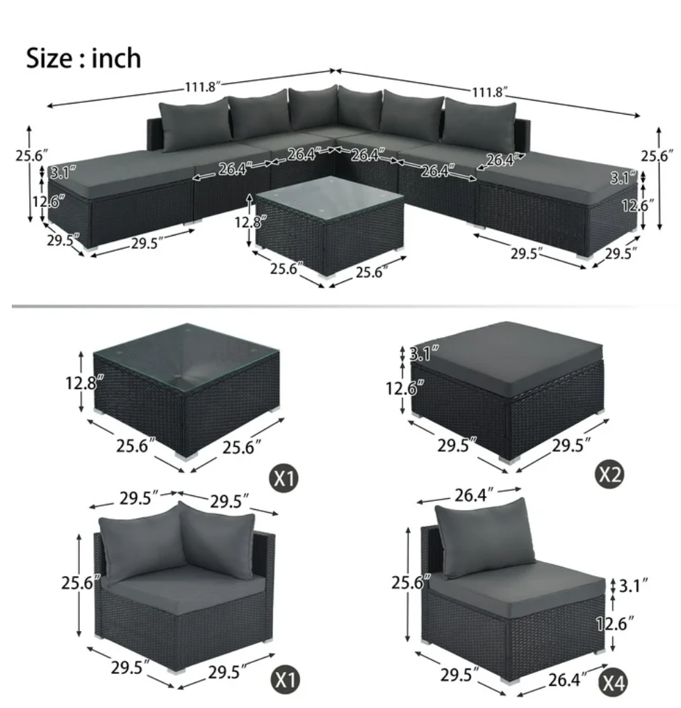 8 Pieces Outdoor Patio Furniture Set