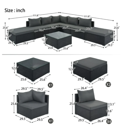 8 Pieces Outdoor Patio Furniture Set