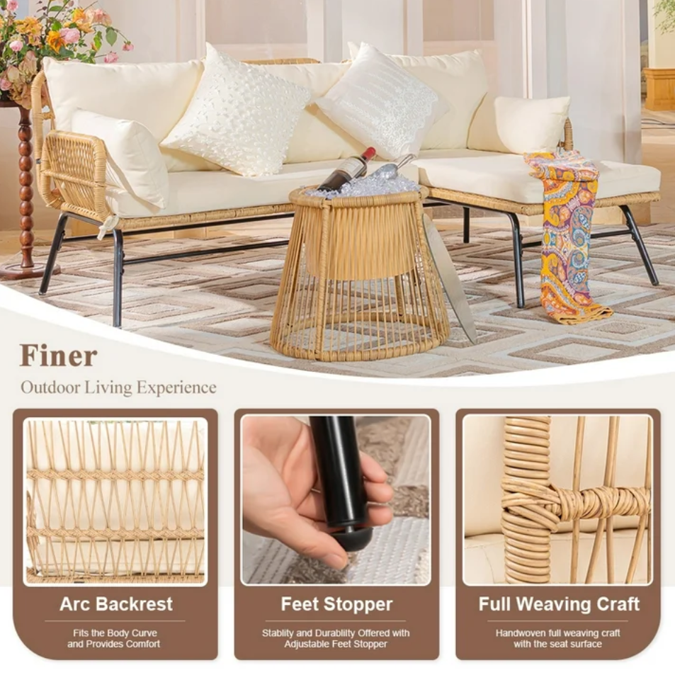 3-Pieces Outdoor Garden Furniture Set