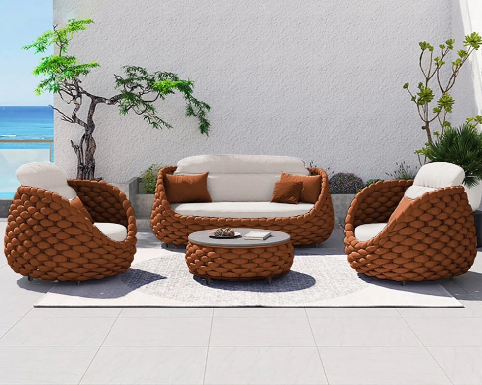 Woven Rope Patio Sofa Furniture Set of 4