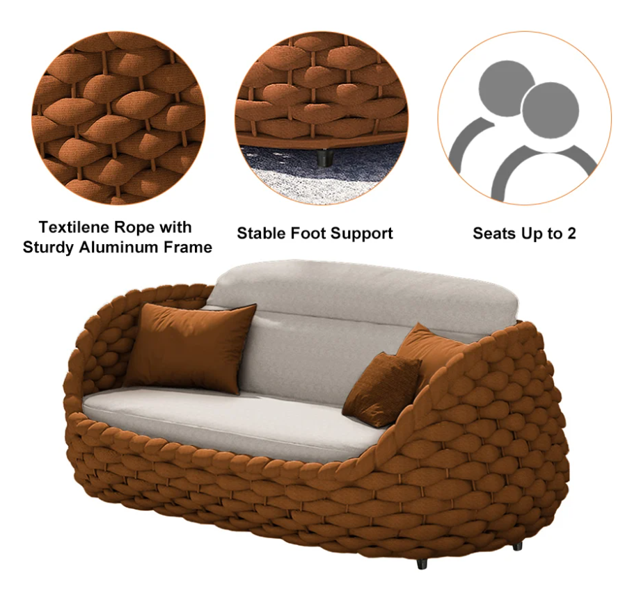 Woven Rope Patio Sofa Furniture Set of 4