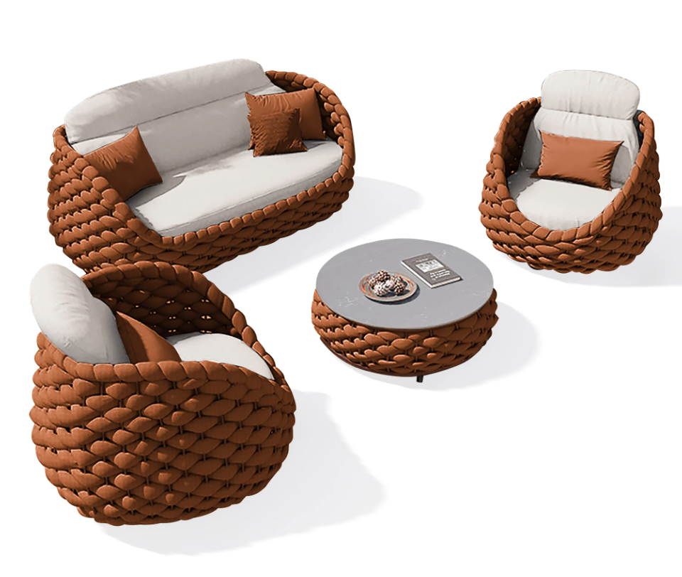 Woven Rope Patio Sofa Furniture Set of 4
