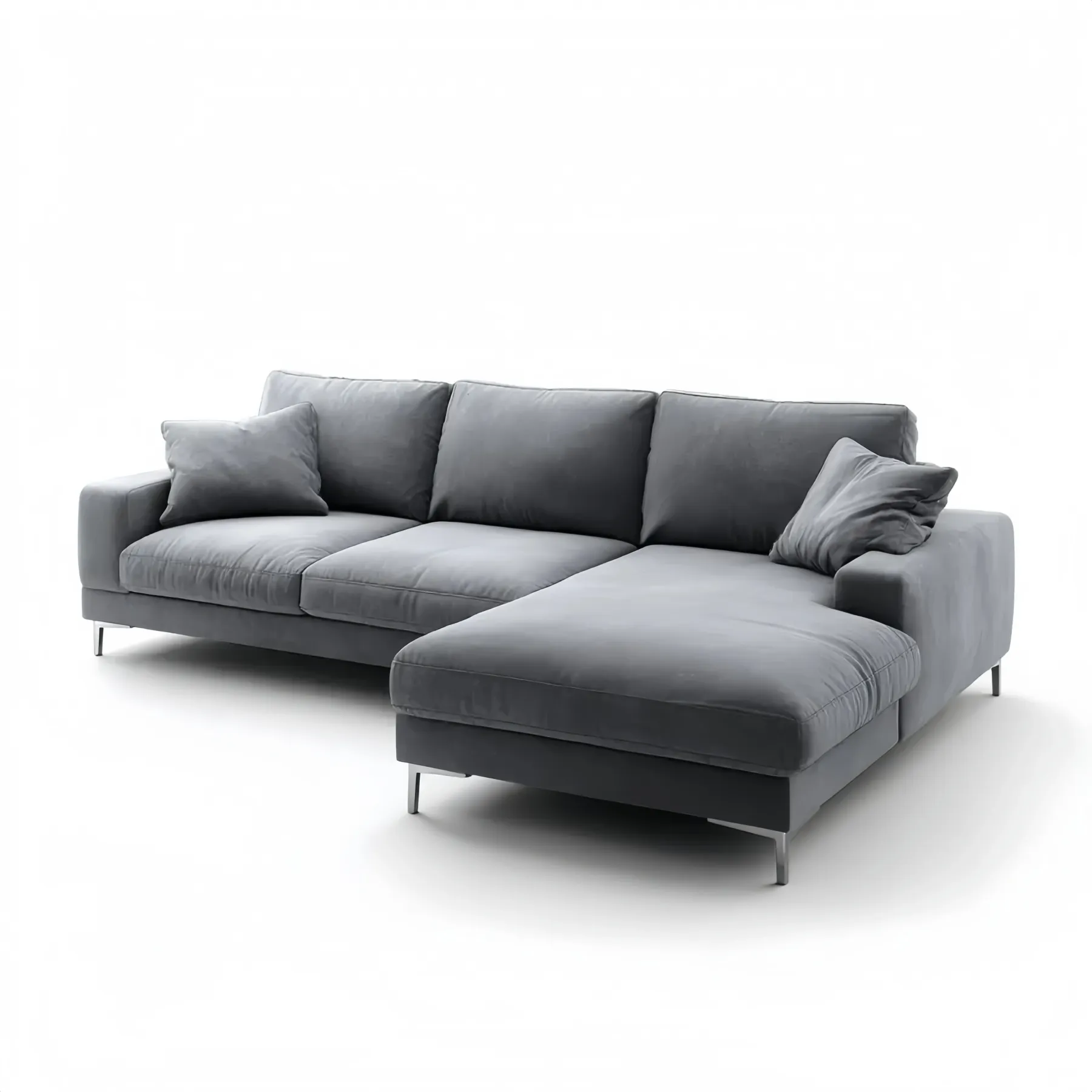 Ecksofa Samt 260x160x85 cm – Dunkelgrau – Modernes Design