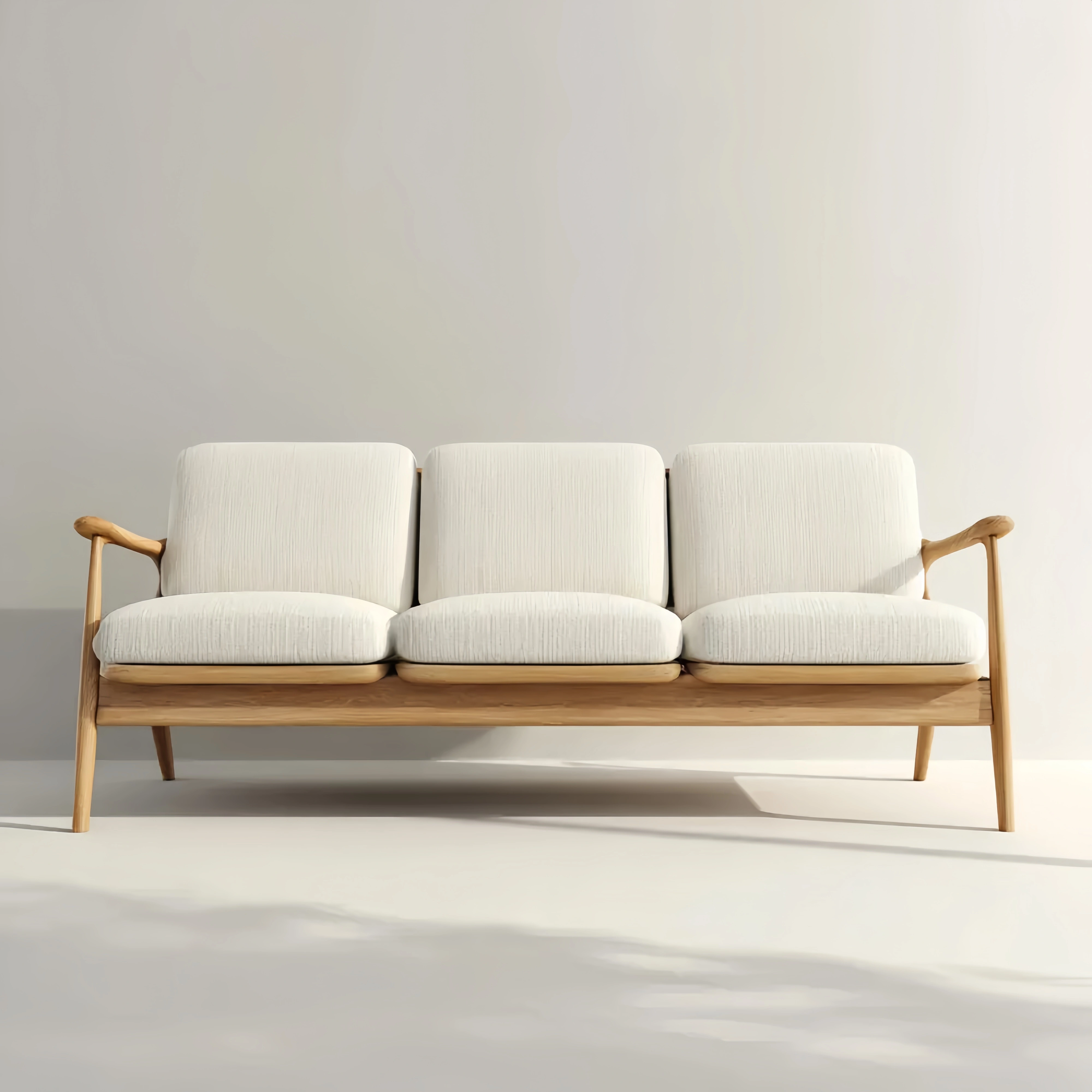 3-Sitzer-Sofa 200x85x75 cm Holzrahmen Stoffpolsterung – Weiß – Skandinavisches Design
