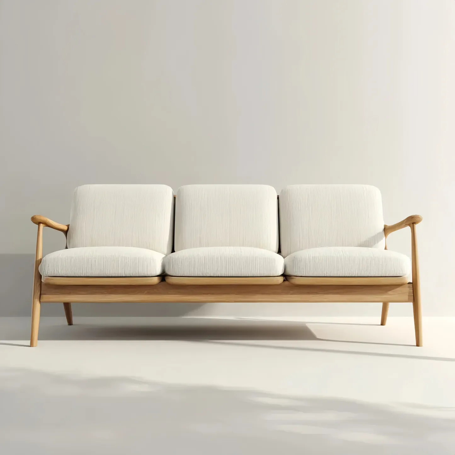 3-Sitzer-Sofa 200x85x75 cm Holzrahmen Stoffpolsterung – Weiß – Skandinavisches Design