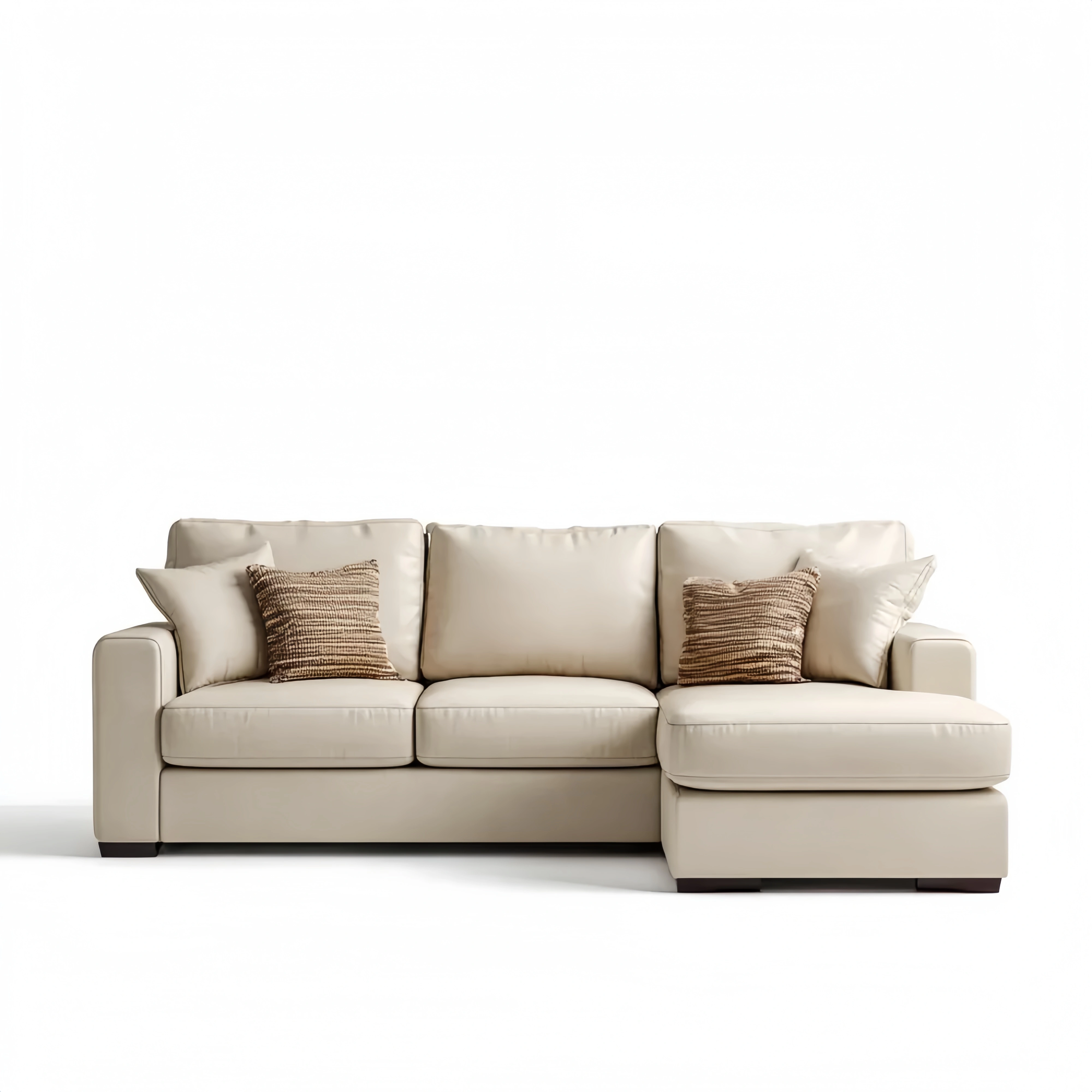 Ecksofa Lederbezug 275x90x85 cm - Beige - Moderne Gestaltung