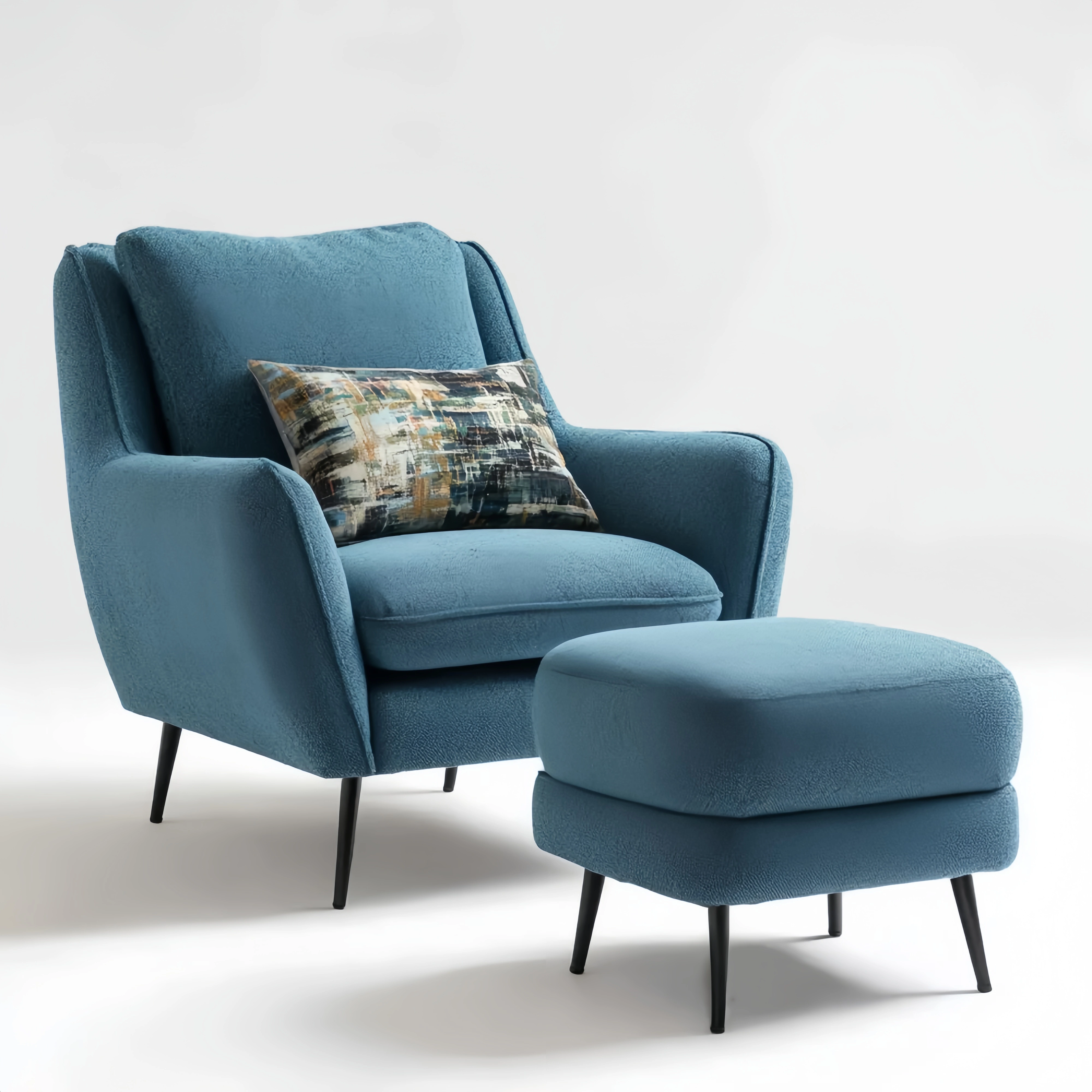 Loungesessel mit Hocker 80x85x95 cm in Blau – Bequemes modernes Design