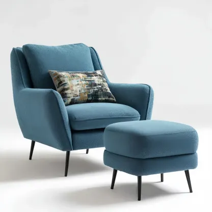 Loungesessel mit Hocker 80x85x95 cm in Blau – Bequemes modernes Design