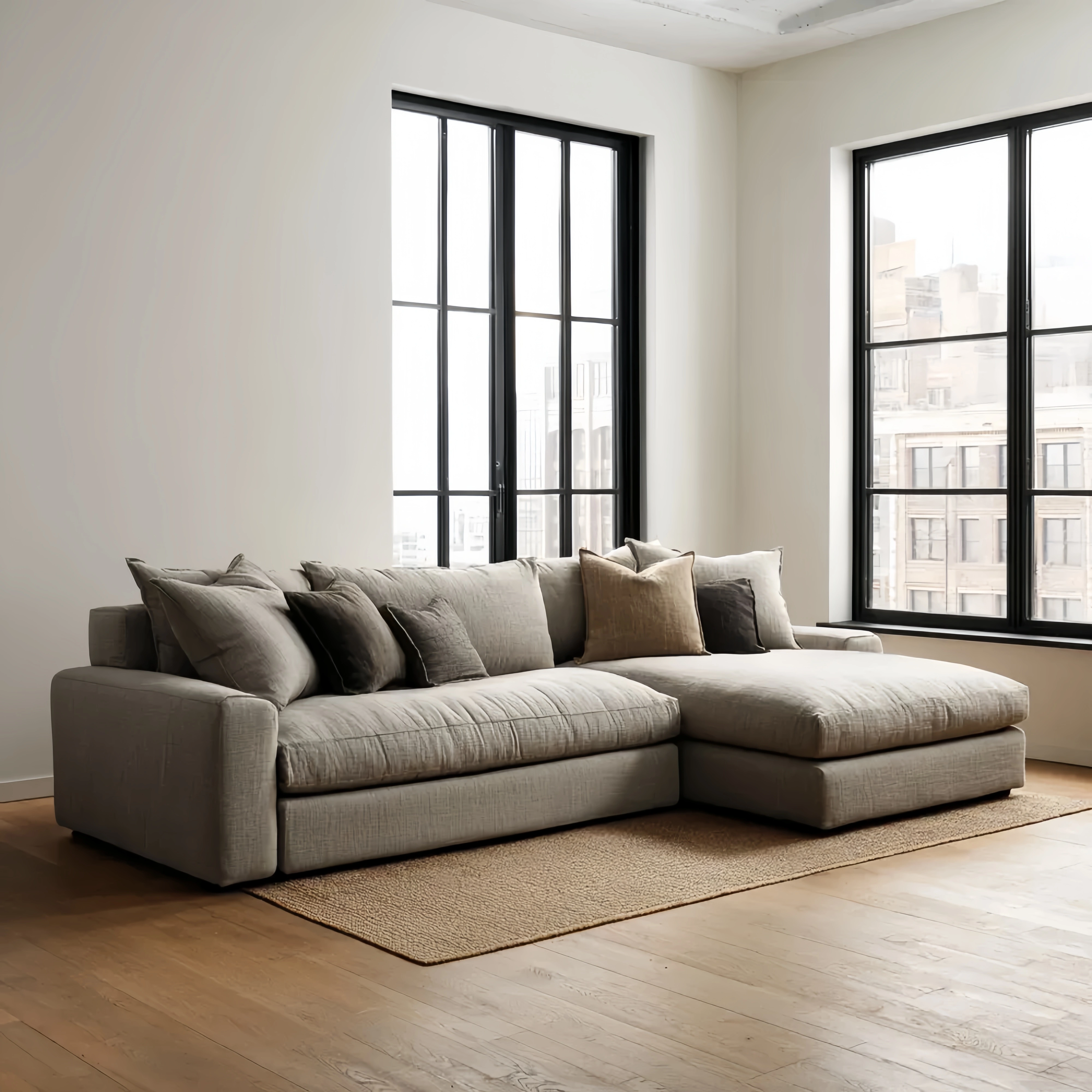 Ecksofa Stoffpolsterung 275x150x85 cm – Beige – Modernes Design