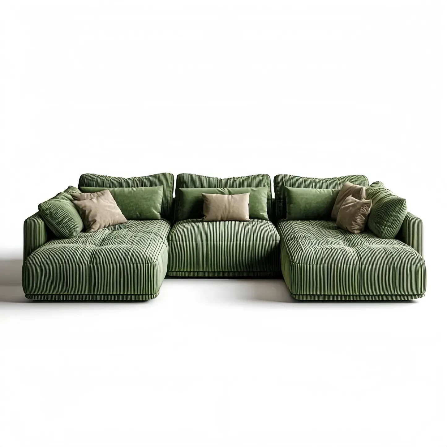 Ecksofa Samtpolster 300x150x85 cm - Grün