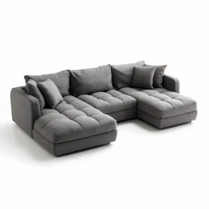 Ecksofa Stoff 280x180x95 cm – Dunkelgrau – Modernes Design