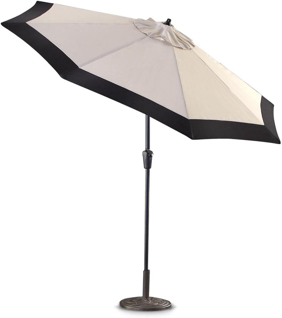 Two-Tone 9' Outdoor Patio Umbrella Push Black