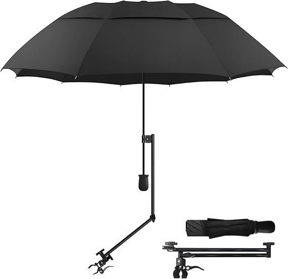 UPF 50+ Golf Umbrella with Adjustable Universal Clamp black