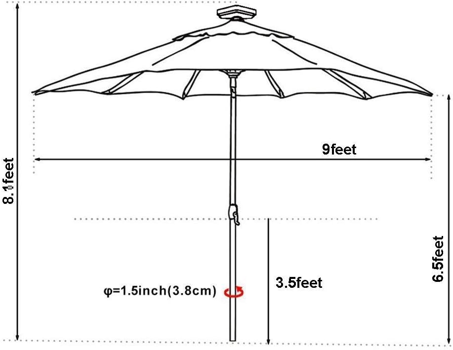 USA 10-Year-Non-Fading Solar 9ft Market Umbrella Heather Beige