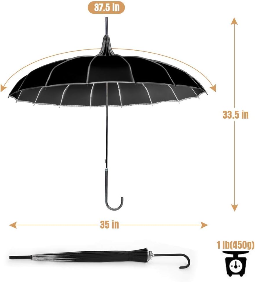 Pagoda Peak Old-fashionable Ingenuity Umbrella Parasol (black)