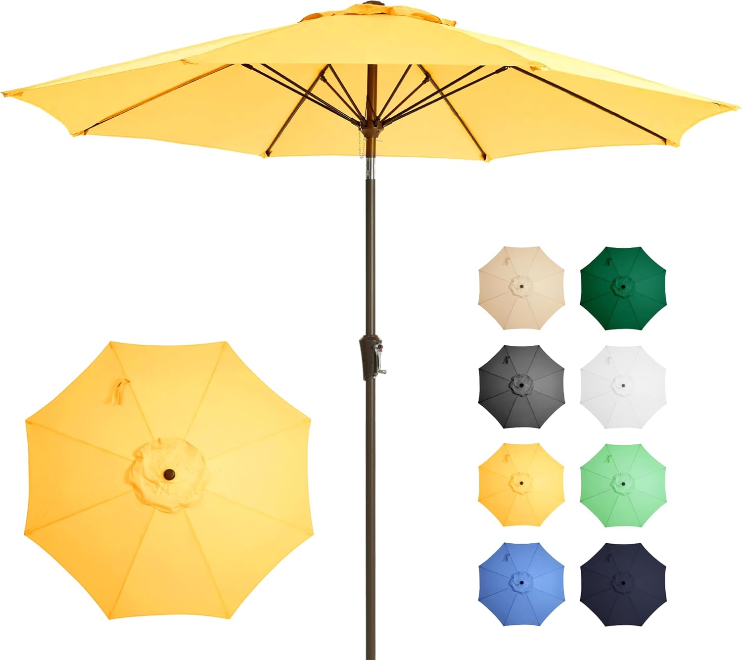 9FT Large Outdoor Patio Umbrella Yellow