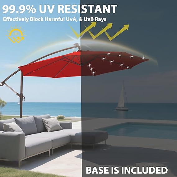 10ft Offset Cantilever Hanging Outdoor Patio Umbrella Red