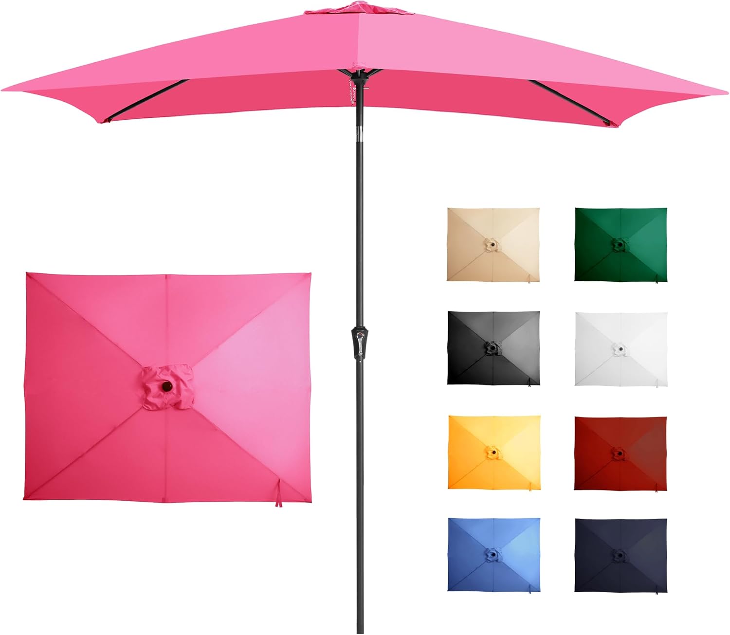 6.5x10FT Rectangular Patio Umbrella Pink