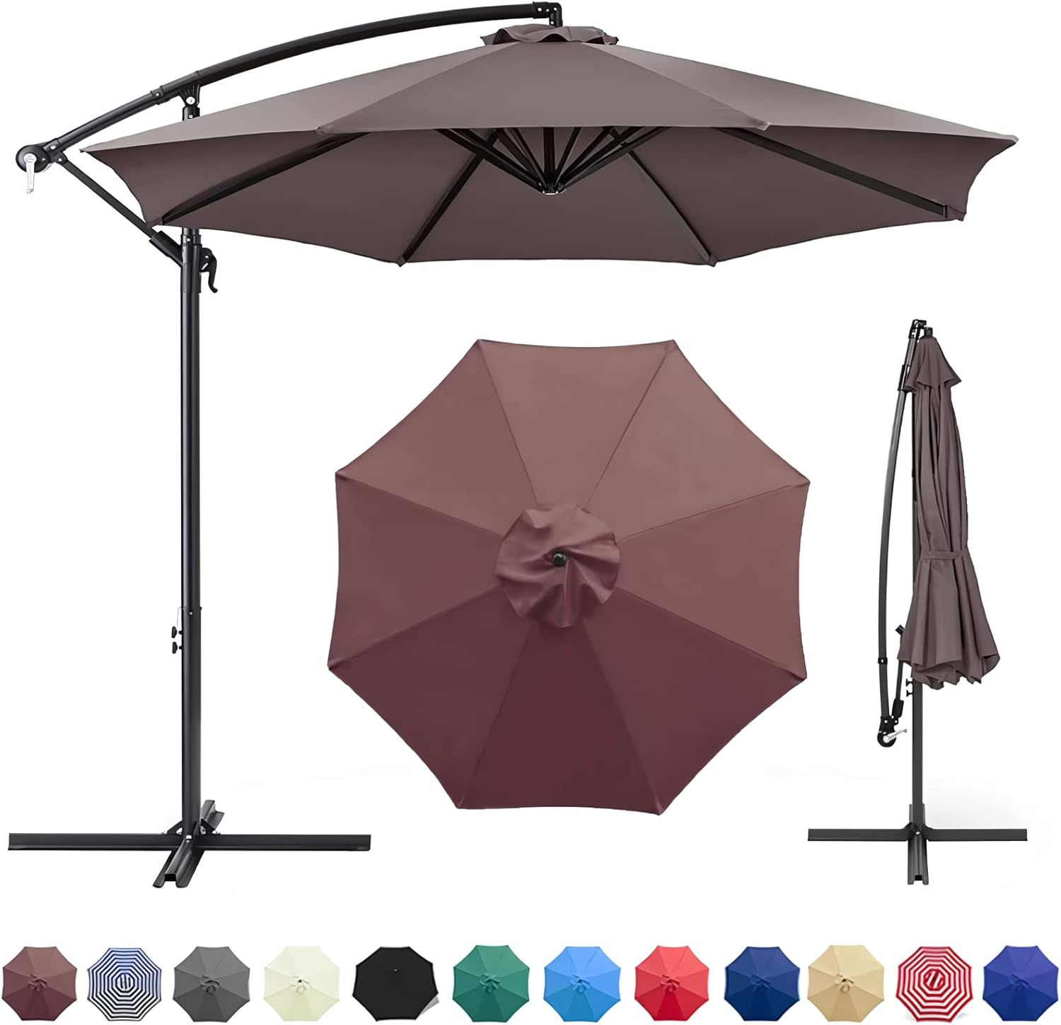 10ft 8 Ribs Patio Umbrella Canopy Coffee