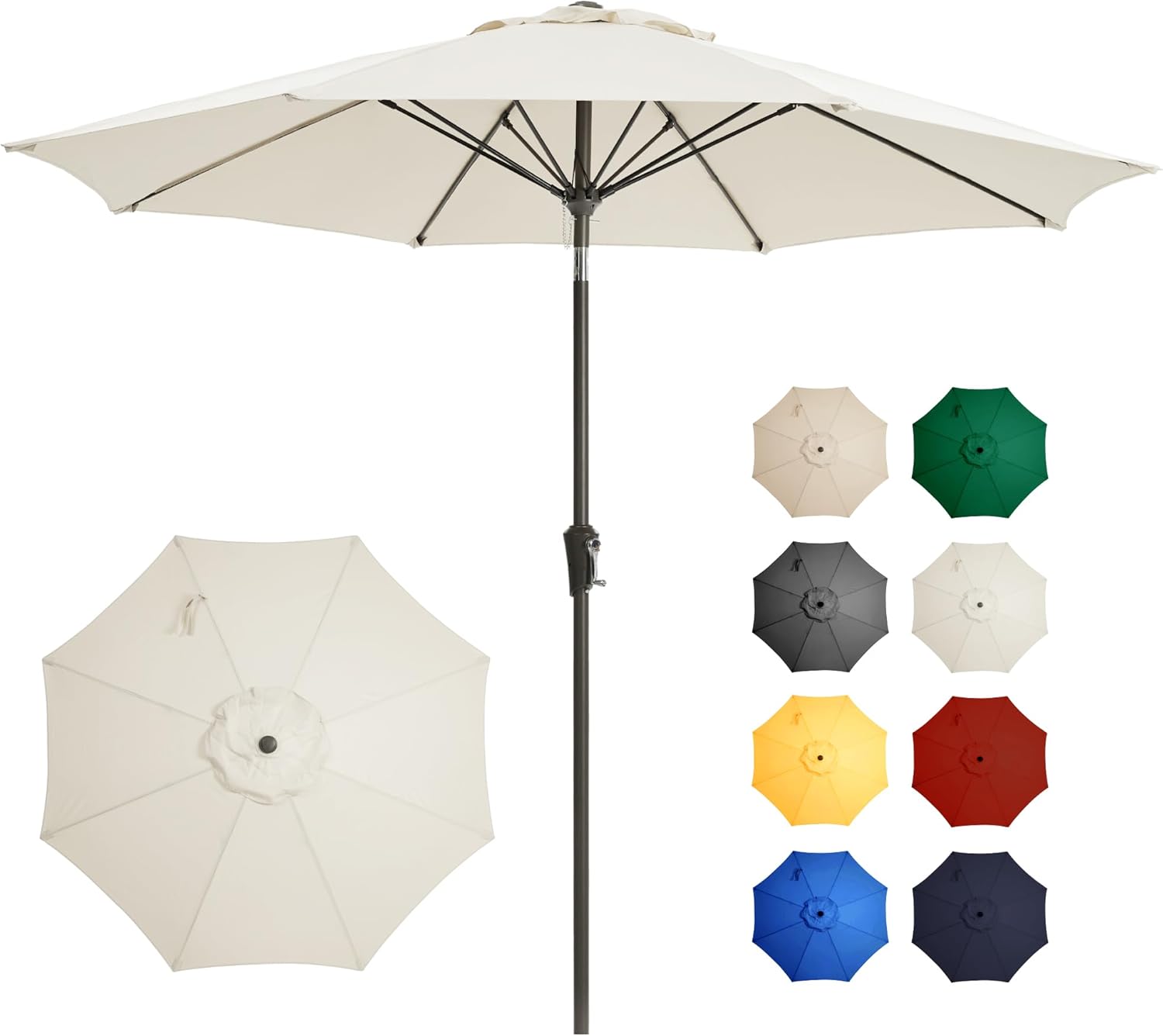 9FT Large Outdoor Patio Umbrella Market Table Umbrella White