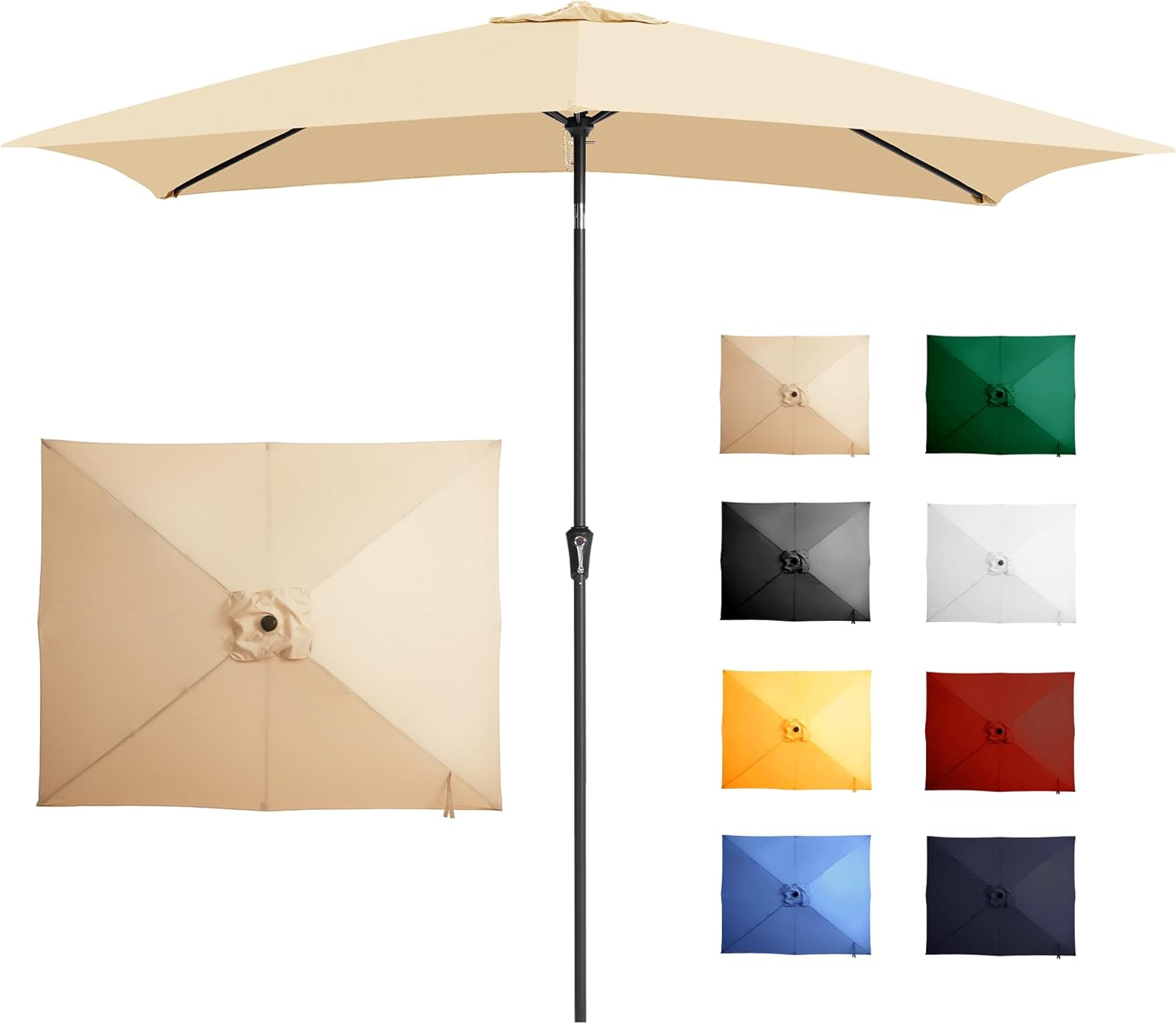 6.5x10FT Rectangular Patio Umbrella Beige