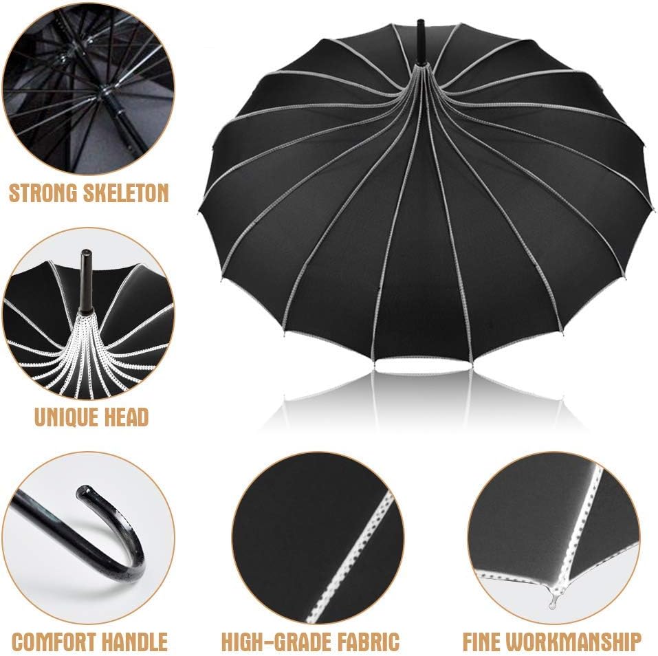 Pagoda Peak Old-fashionable Ingenuity Umbrella Parasol (black)