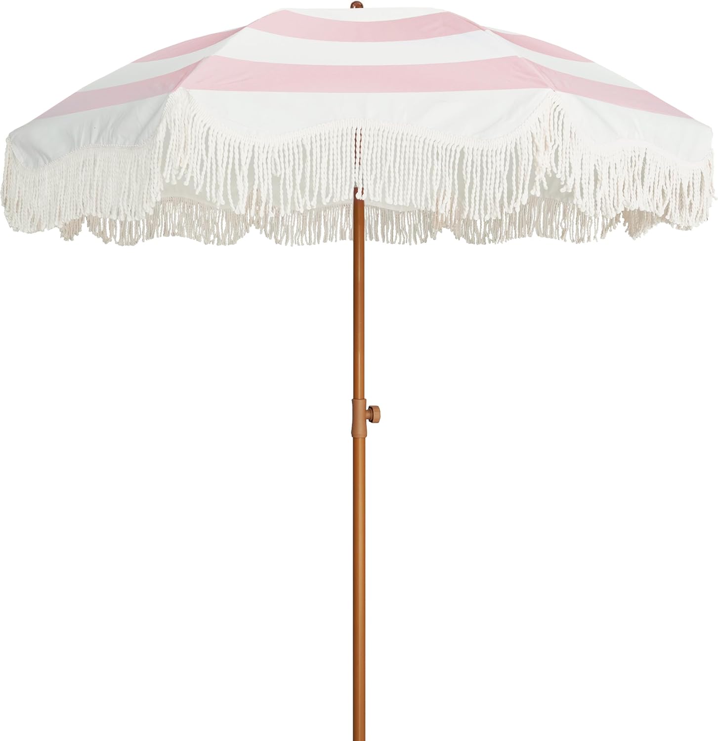 Boho Fringe Umbrella Outdoor Patio Pink Stripes