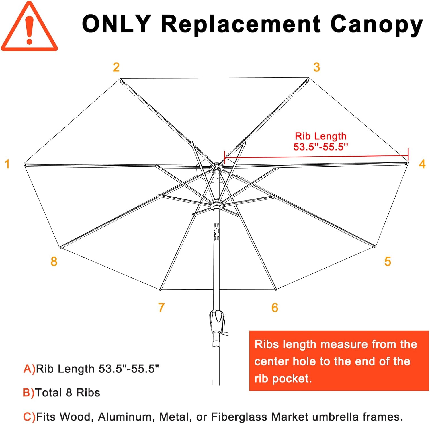 Patio Umbrella 9 ft Replacement Canopy Burgundy