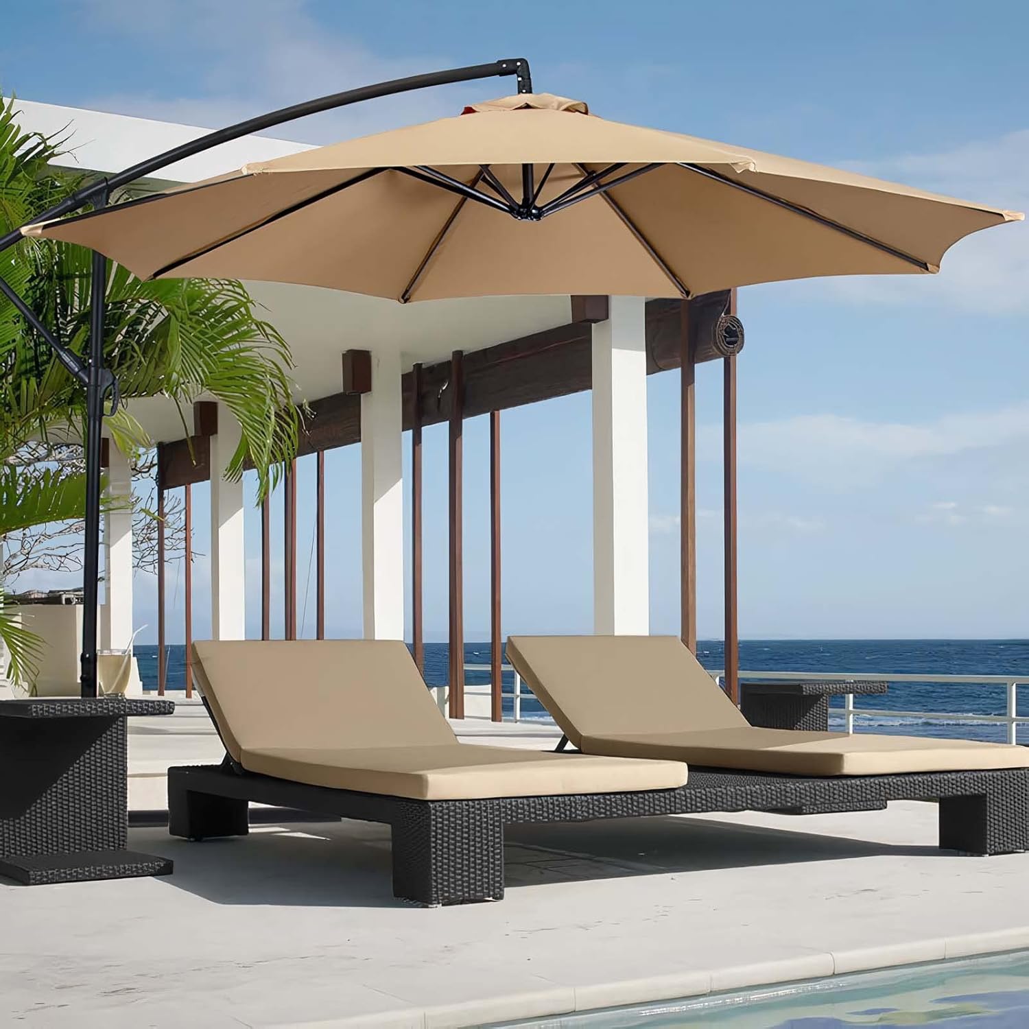 10ft 8 Ribs Patio Umbrella Canopy Coffee