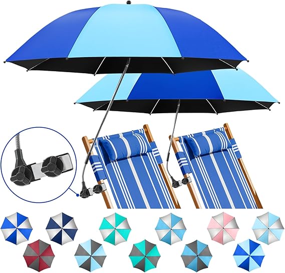 2 Pack Beach Umbrella with 360 Universal Clamp