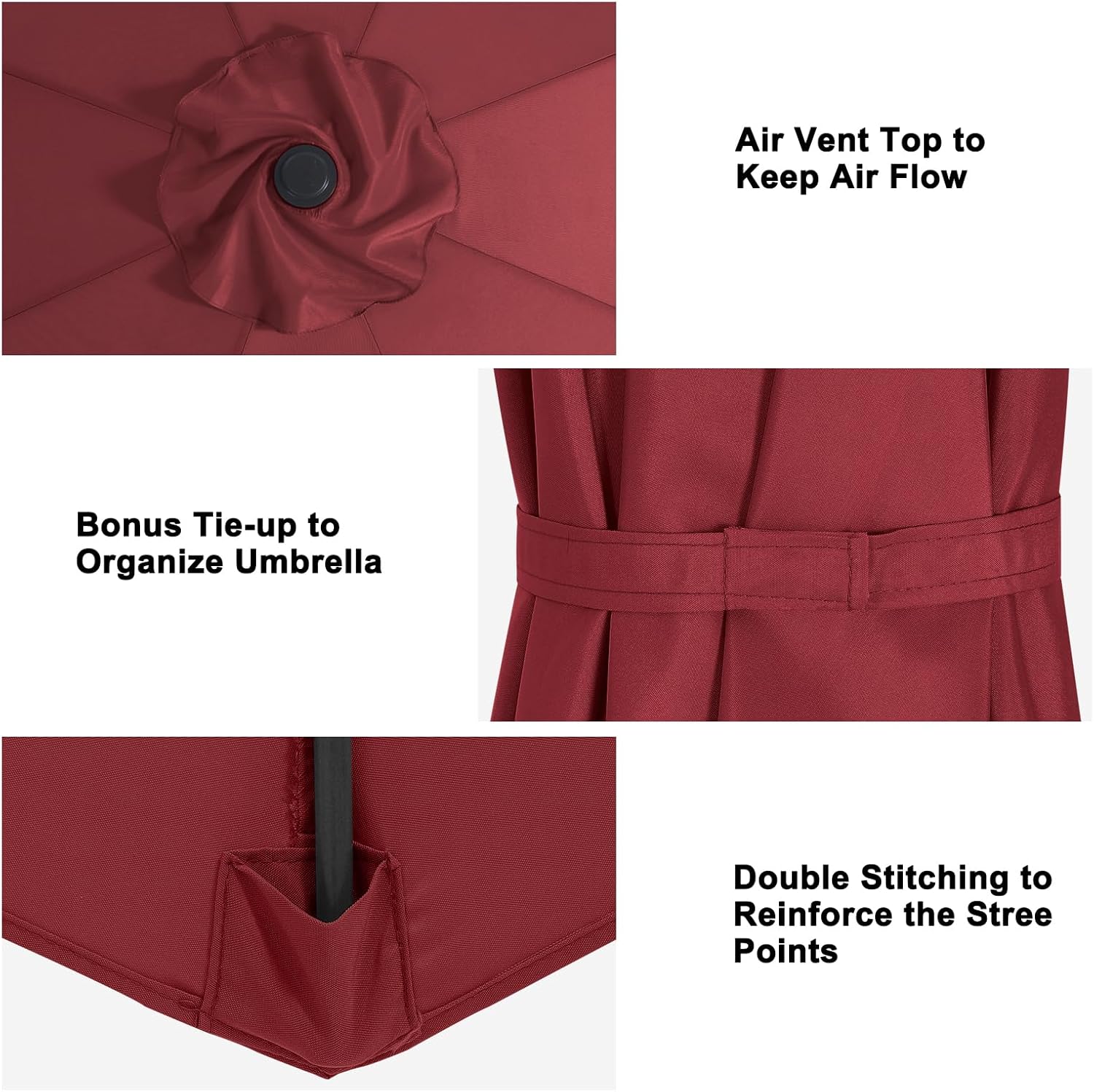 Patio Umbrella 9 ft Replacement Canopy Burgundy