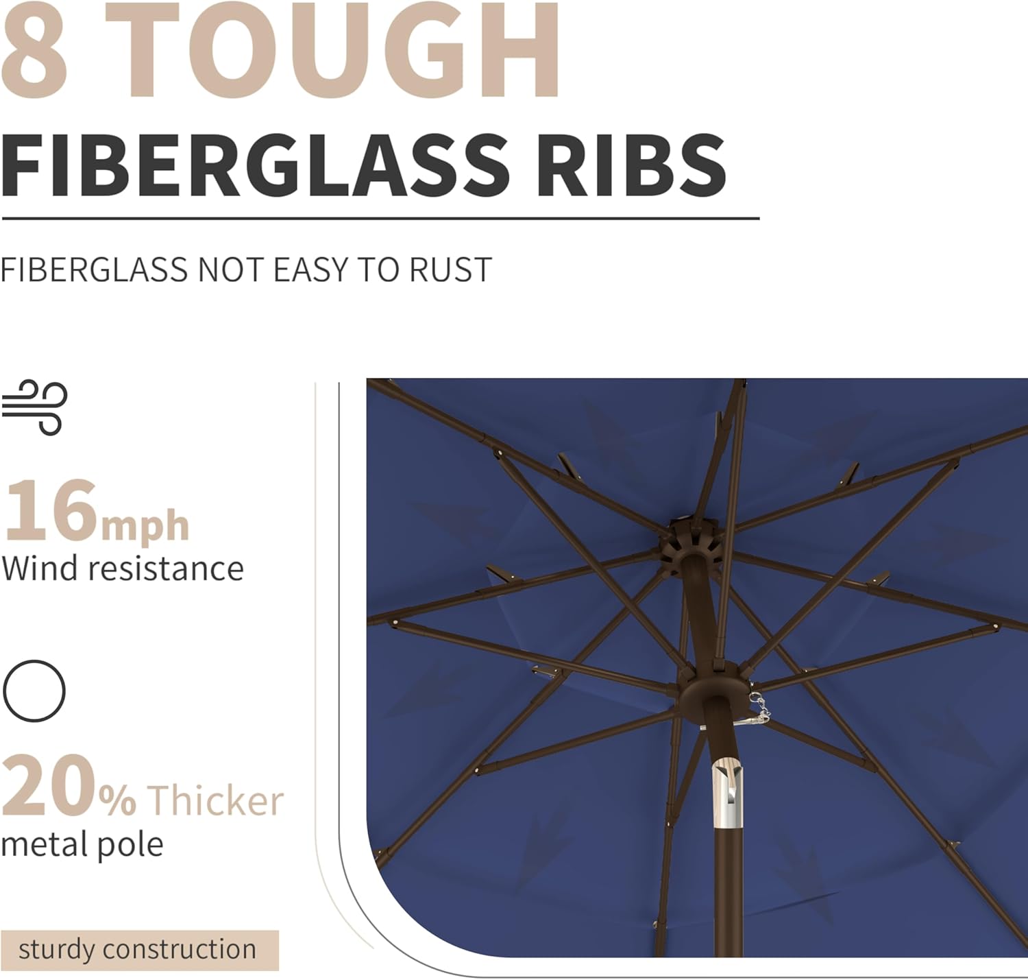 9FT 3-Tier Large Outdoor Patio Umbrella Navy