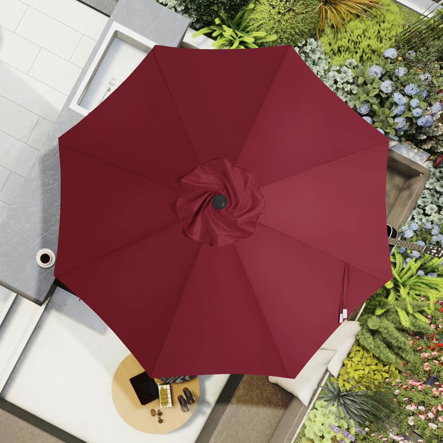 Patio Umbrella 9 ft Replacement Canopy Burgundy