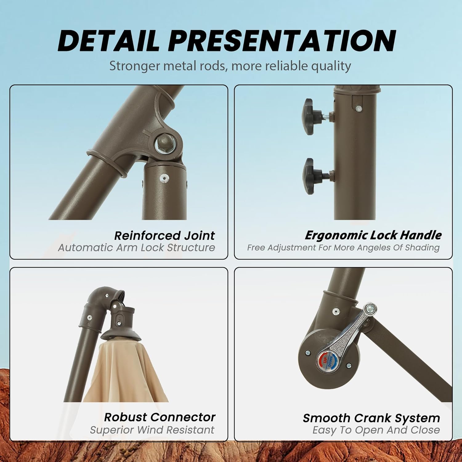 10ft Offset Cantilever Hanging Outdoor Patio Umbrella Yellow