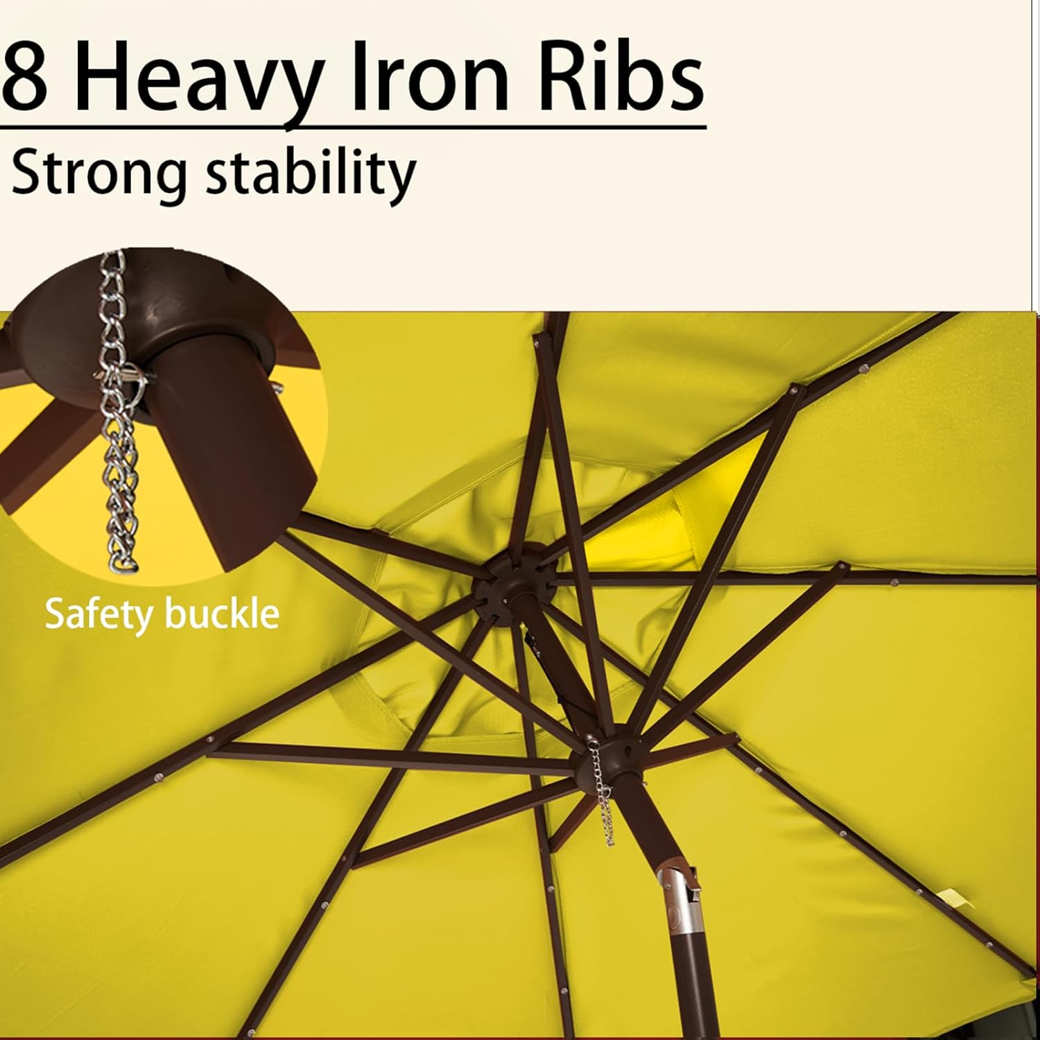 9FT Solar LED Patio Umbrella with 32 Lights and Tilt Crank Yellow