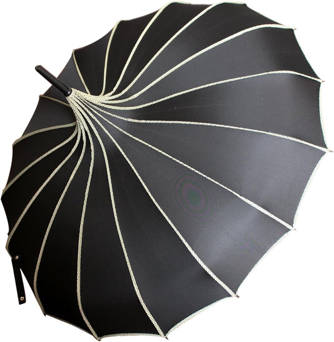 Pagoda Peak Old-fashionable Ingenuity Umbrella Parasol (black)