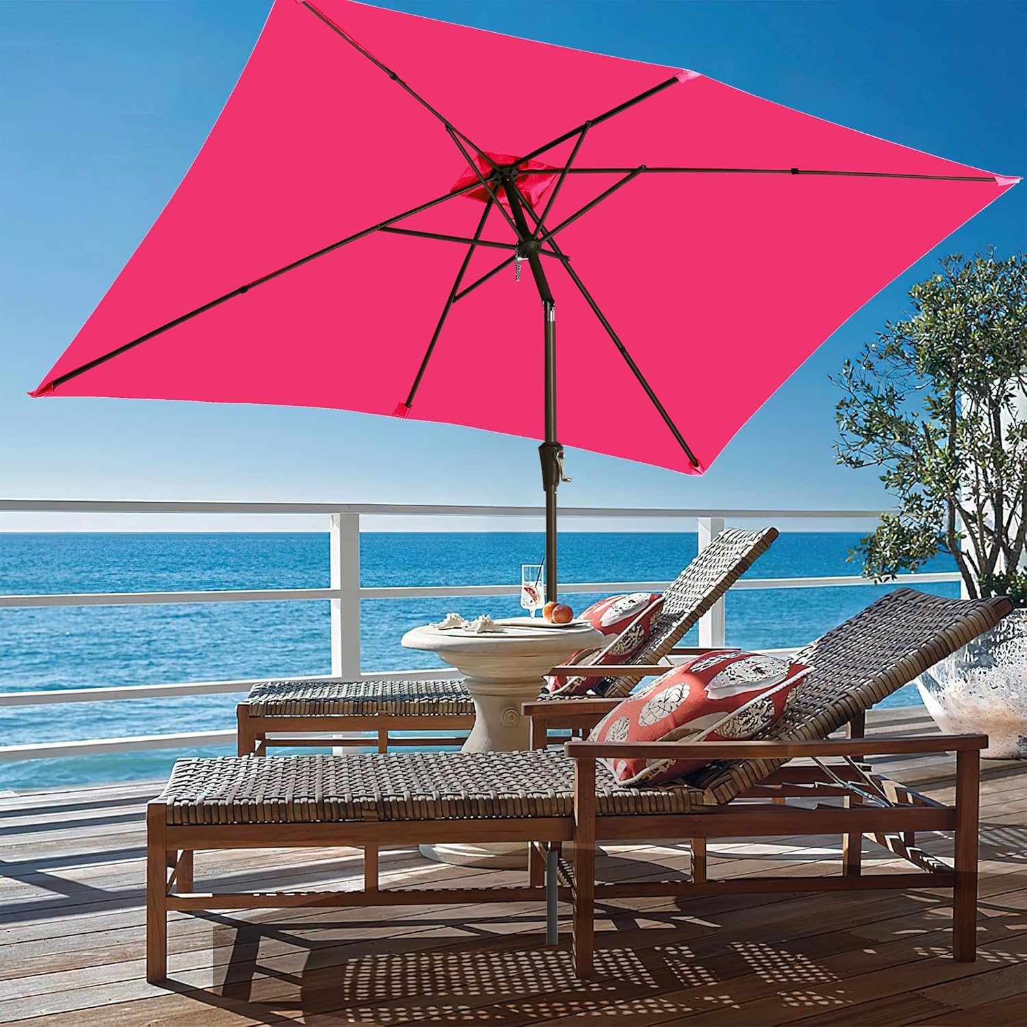 6.5x10FT Rectangular Patio Umbrella Pink