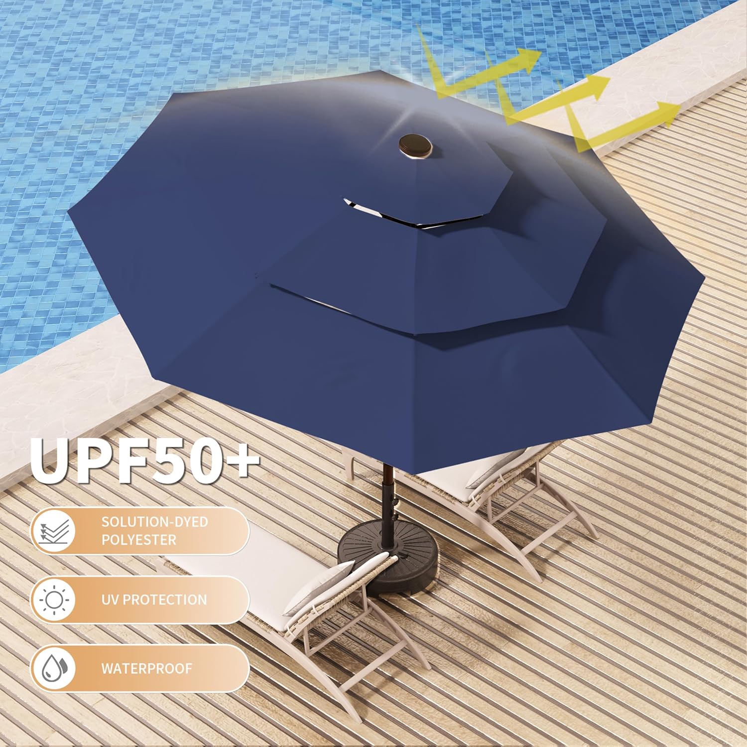 9FT 3-Tier Large Outdoor Patio Umbrella Navy