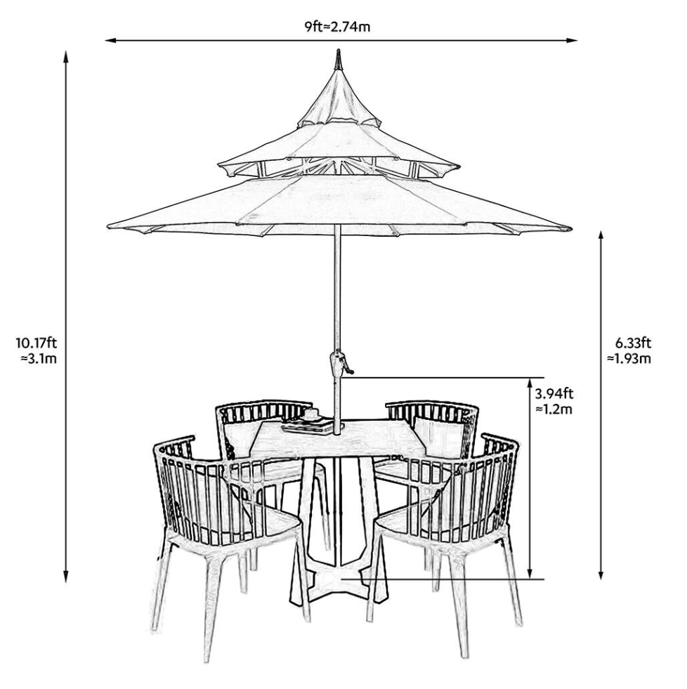9 FT Large Outdoor Patio Umbrella