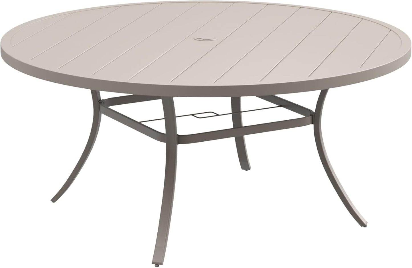 60" Round Outdoor Patio Dining Table for 8-10, Metal Patio Table with 1.57" Adjustable Umbrella Hole